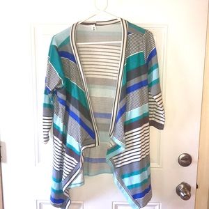 Blue stripper drape front cardigan